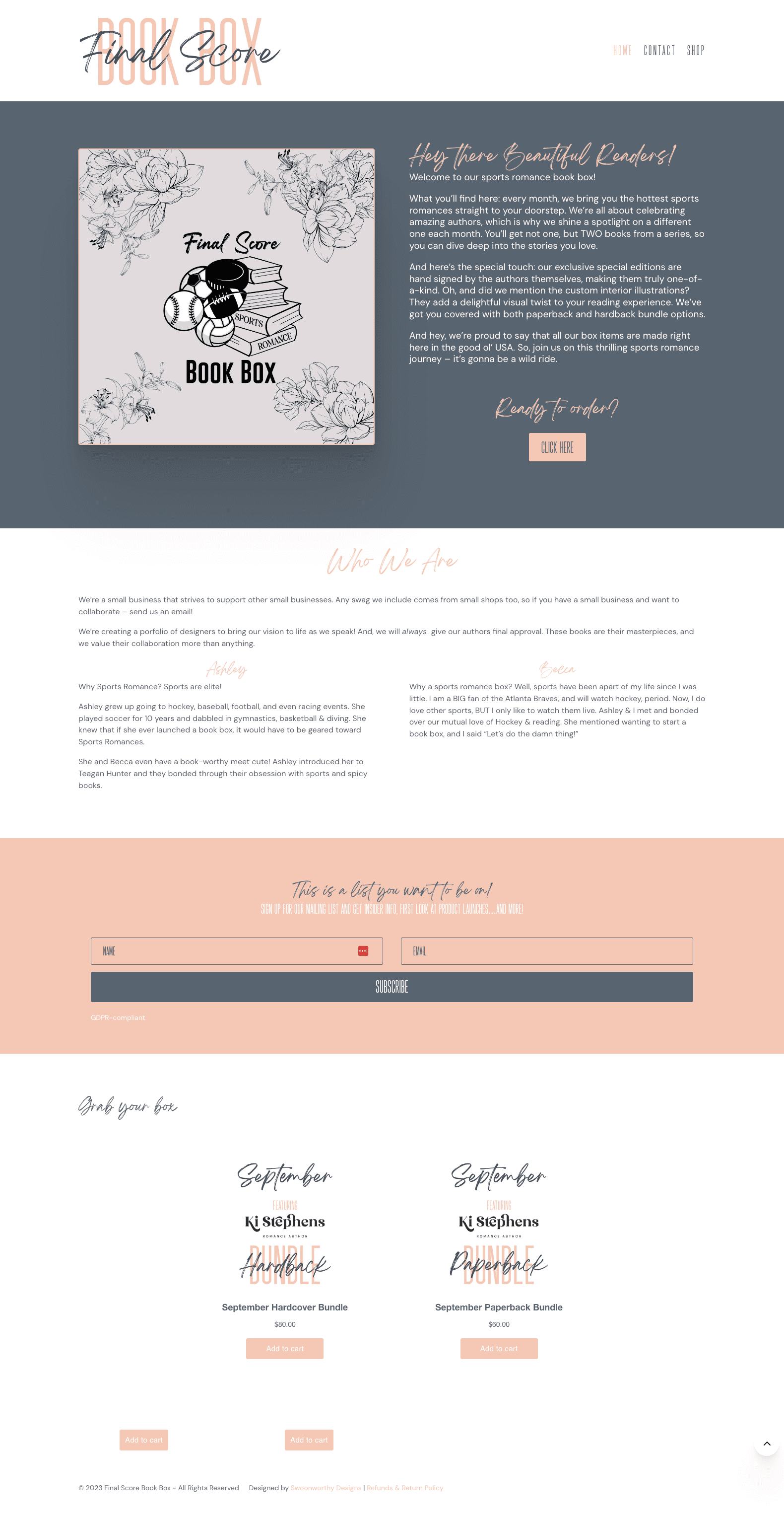 book box website design