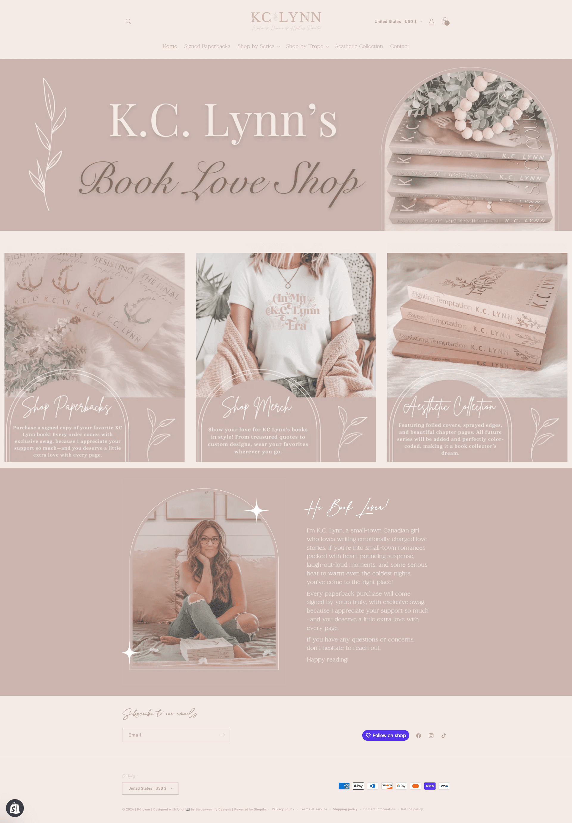 author ecommerce store examples