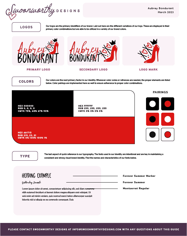 Aubrey Bondurant Brand Board